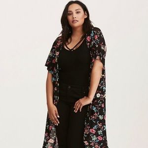 COPY - FLORAL PRINT CHIFFON MAXI KIMONO